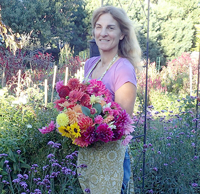 Liz in her cutting garden